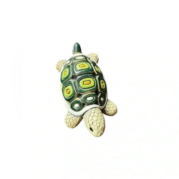 Vintage Artesania Rinconada Uruguay Green Turtle Art Pottery Figurine Signed - Picture 3 of 11